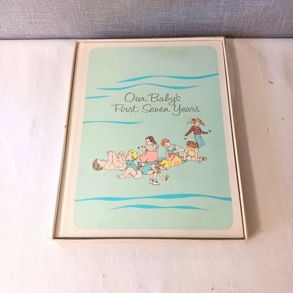 CR Gibson Our Babys First Seven‎ Years Record Book Blue Vintage 1983 New Unused